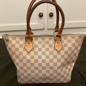 Authentic Louis Vuitton Tote Bag Saleya PM Damier Azur Used LV Handbag Vintage